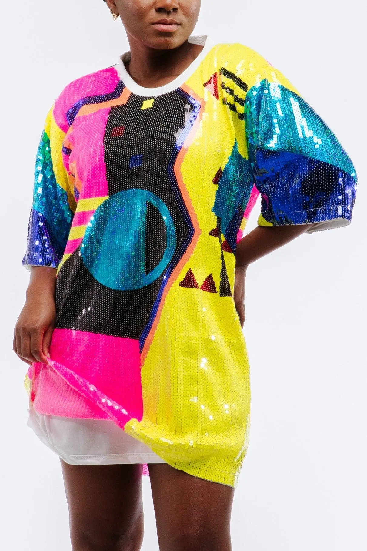 80's Geometric Sequin Dress