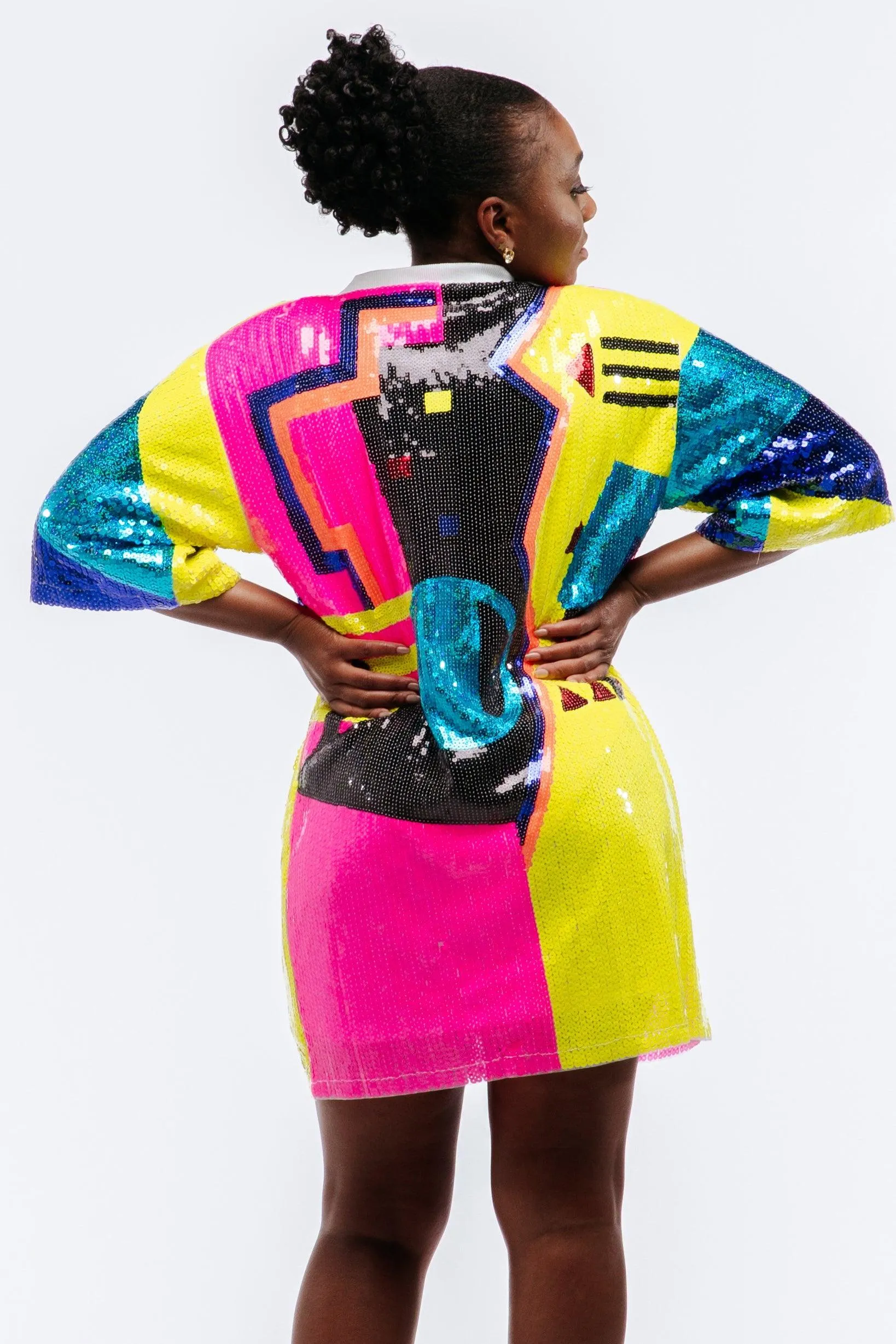 80's Geometric Sequin Dress