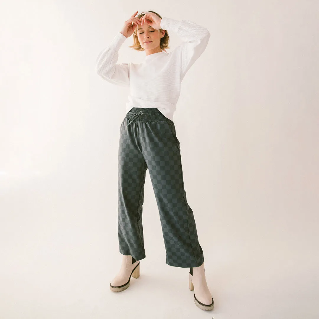 Audrey Wide Leg Pants, Slate Checkers