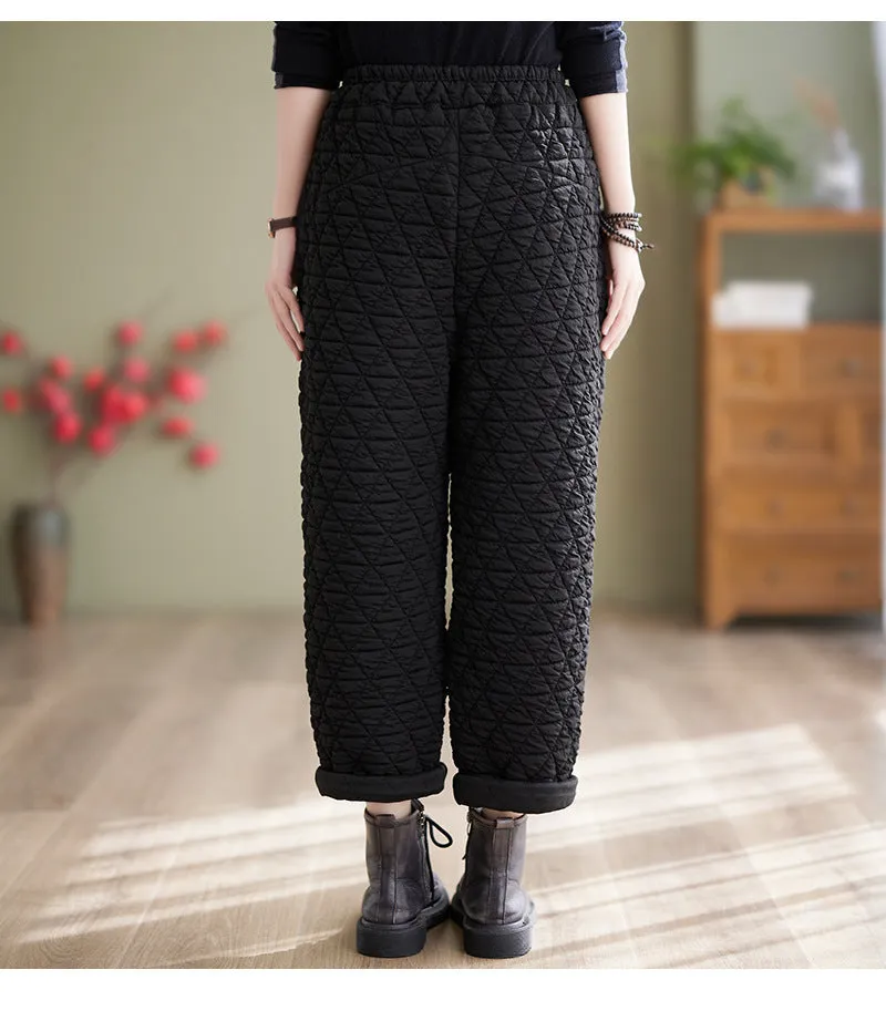 Autumn And Winter Loose Plus Size Quilted Retro Casual Thickening Harem Pants