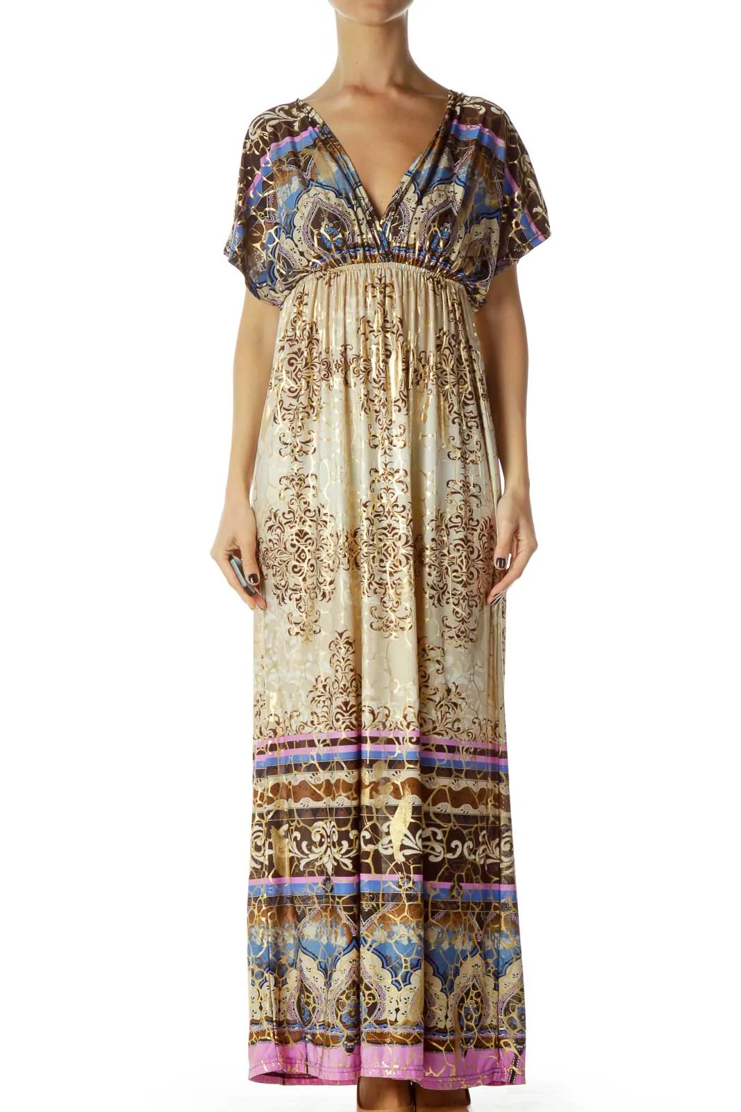 Beige Multicolor Maxi Dress