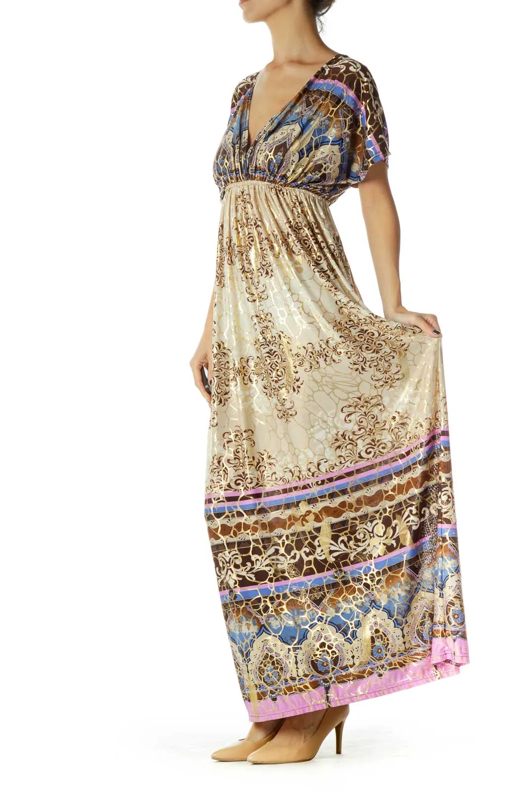 Beige Multicolor Maxi Dress