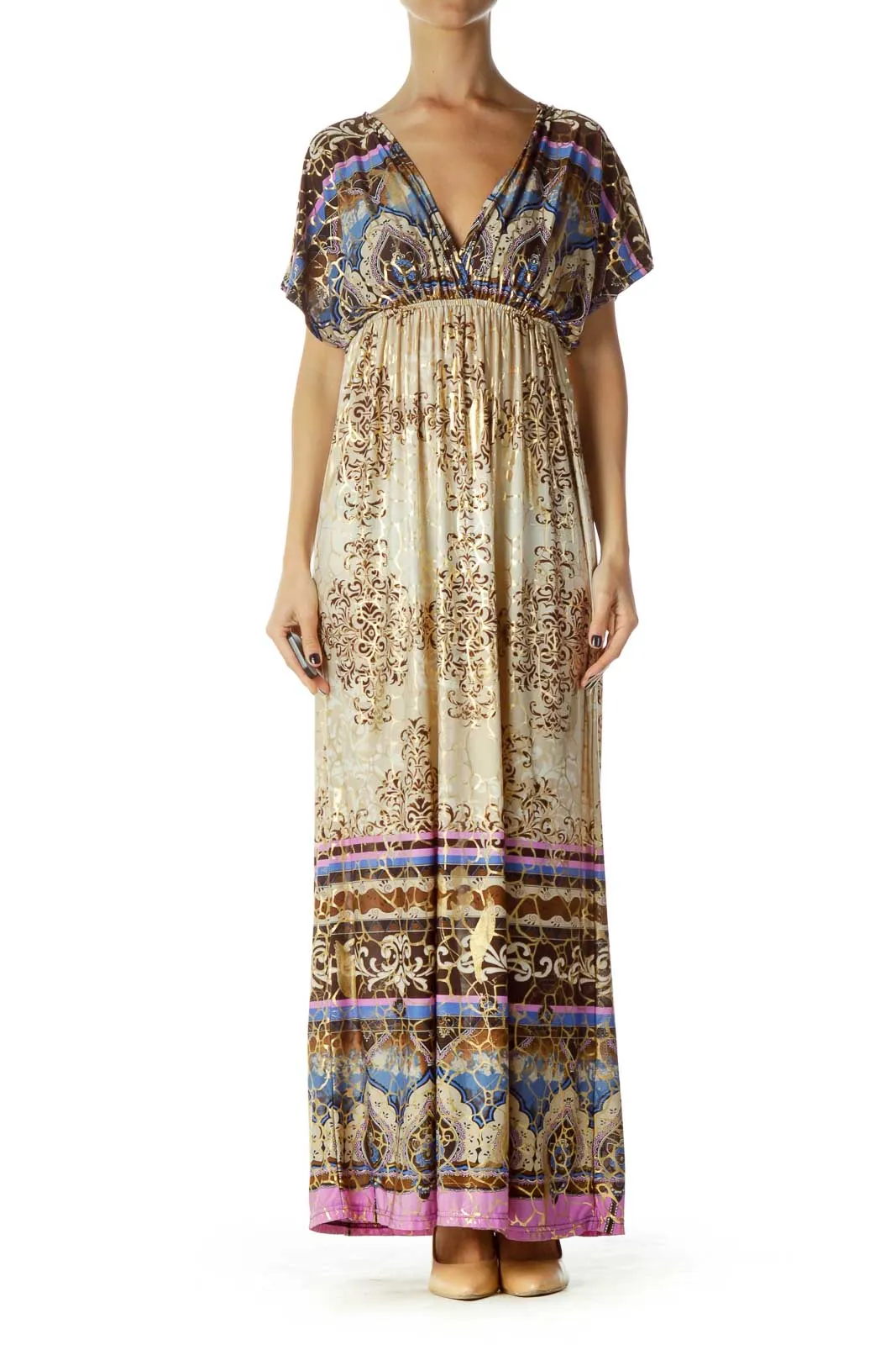 Beige Multicolor Maxi Dress