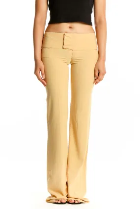 Beige Wide-Leg Trousers with High Waistband