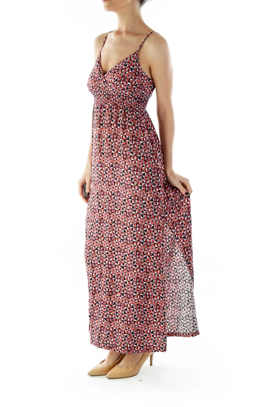 Black Pink Printed Maxi Dress