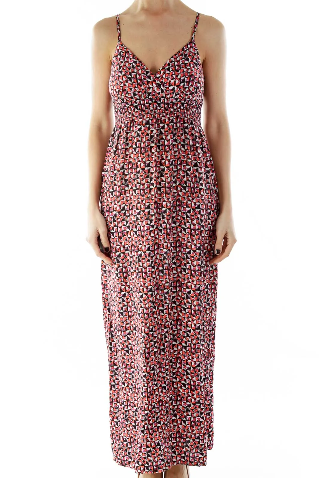 Black Pink Printed Maxi Dress