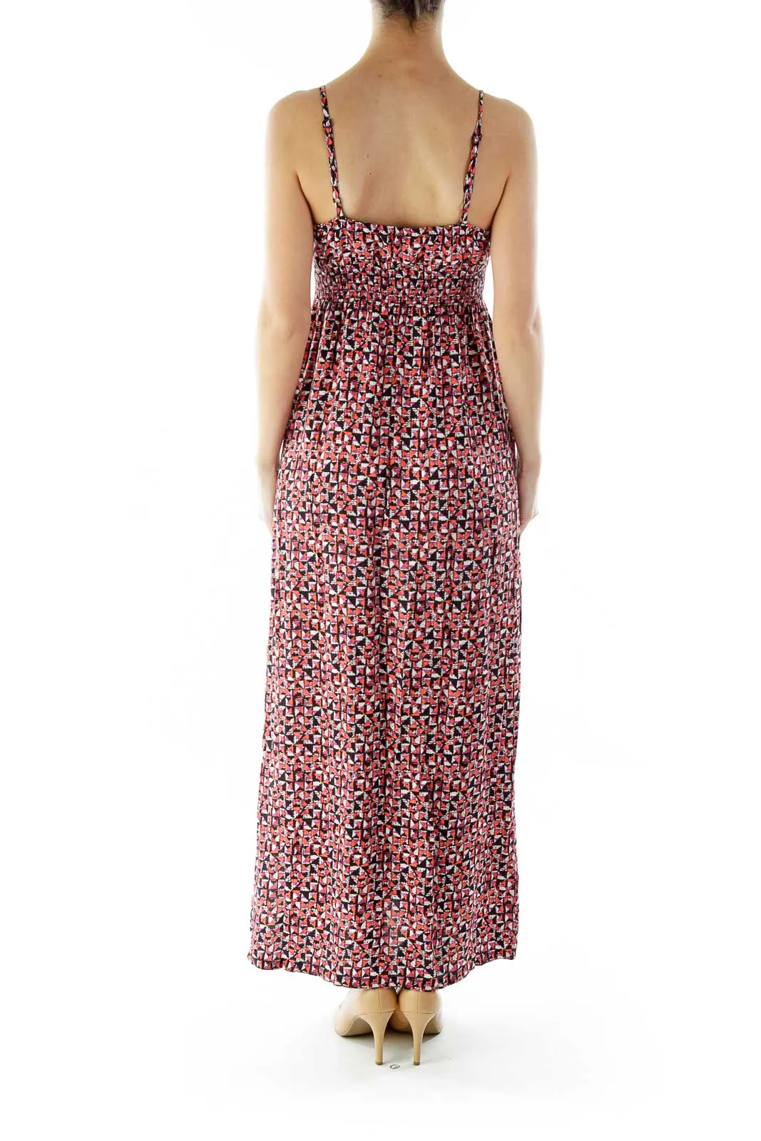 Black Pink Printed Maxi Dress