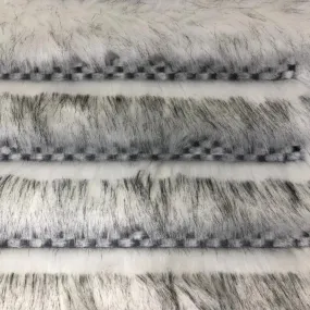 Black White Husky Striped Checkered Faux Fur Fabric