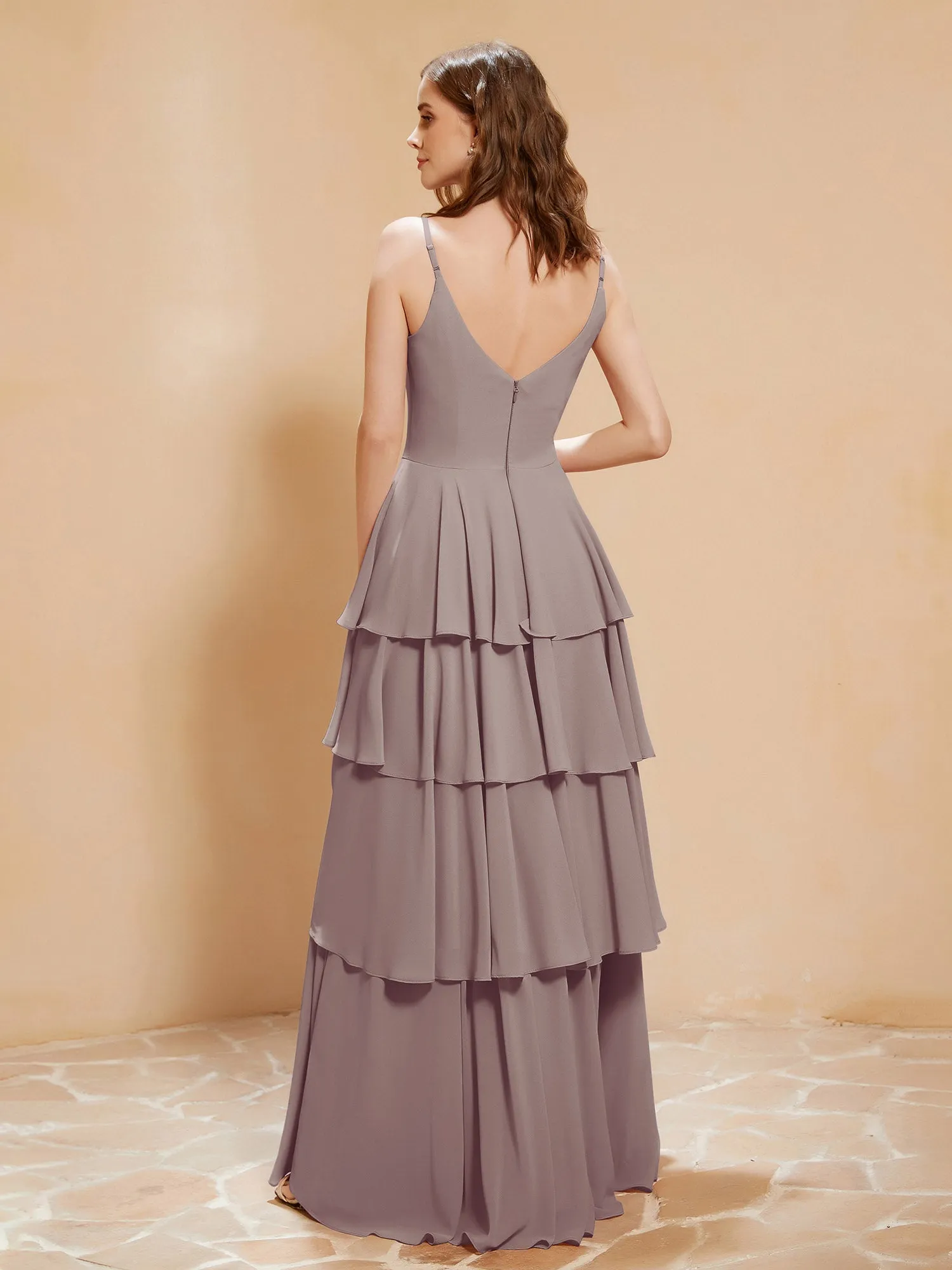 Boho V-neck Floor-length Dress Flowy Ruffles Dusk Plus Size