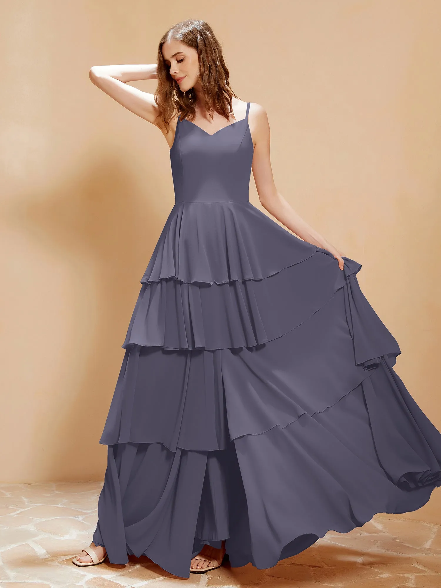 Boho V-neck Floor-length Dress Flowy Ruffles Stormy Plus Size