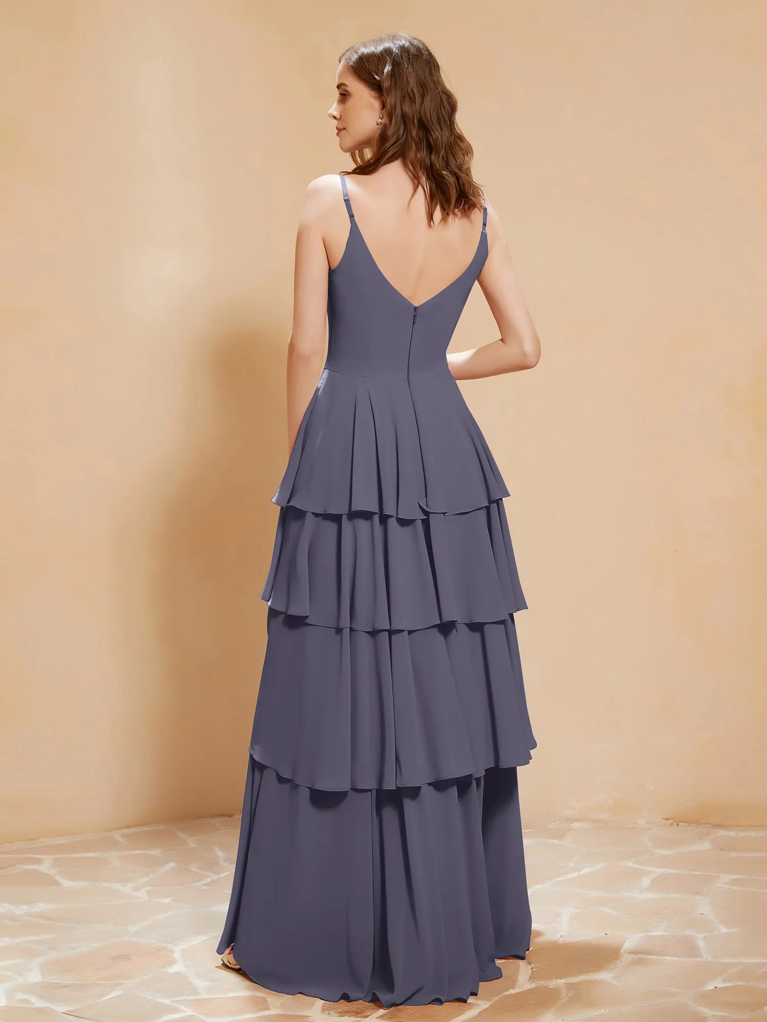 Boho V-neck Floor-length Dress Flowy Ruffles Stormy Plus Size