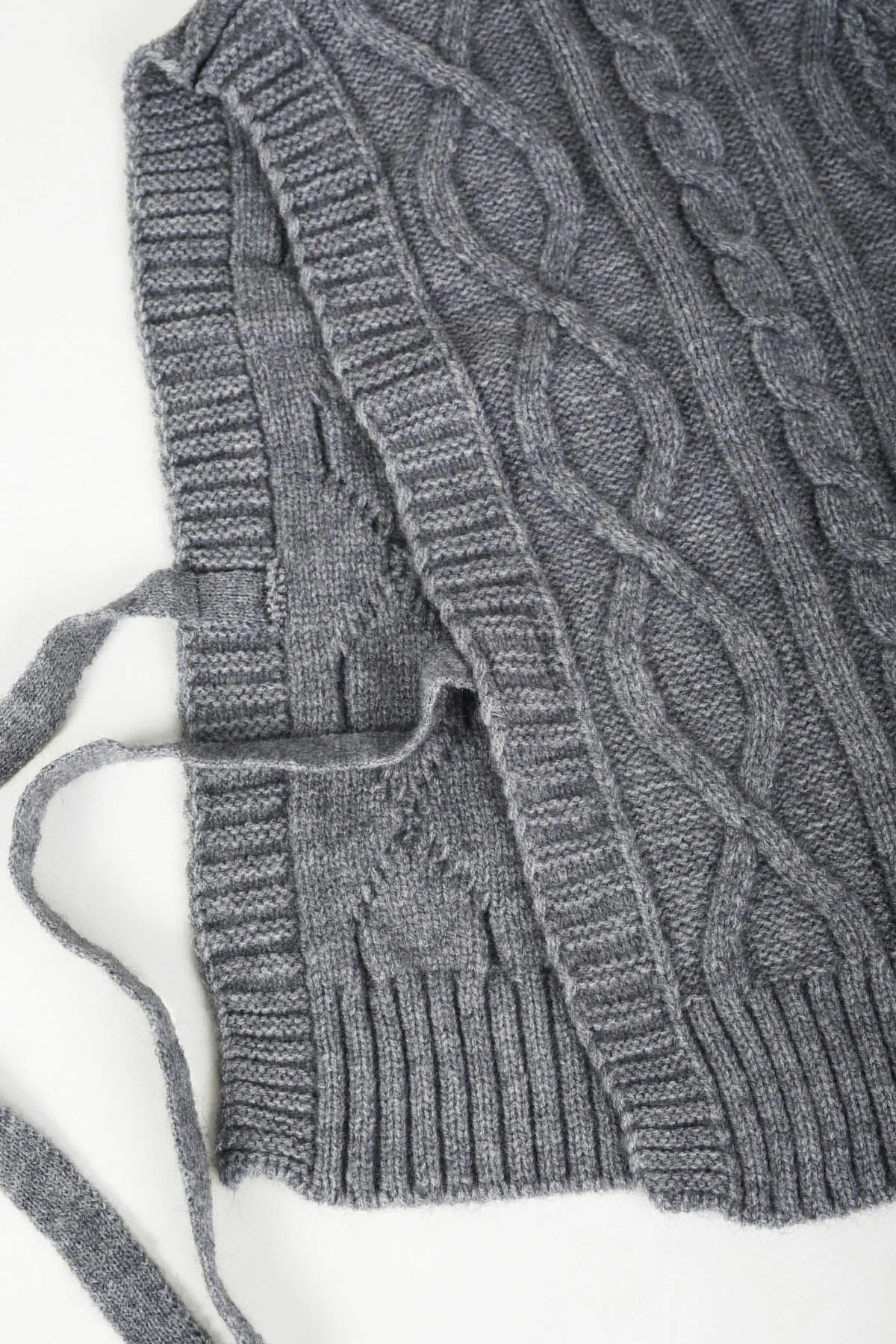 Cable Knit Vest in Grey