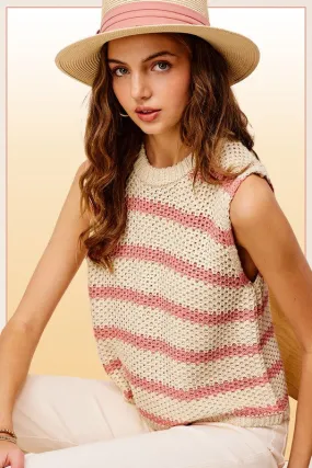 Chunky Stripe Sleeveless Sweater Top -online exclusive