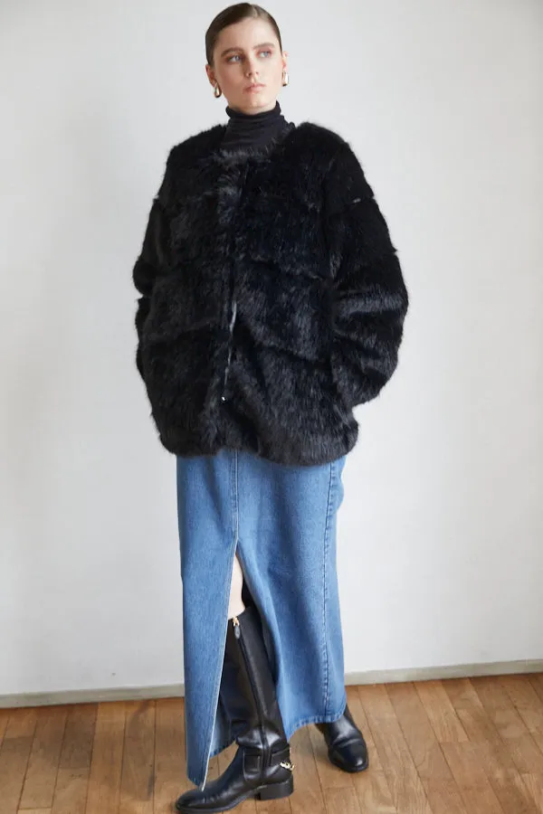 Coco Faux Fur Coat <br>-BLK-