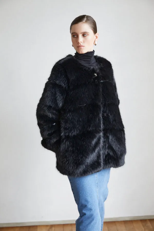 Coco Faux Fur Coat <br>-BLK-