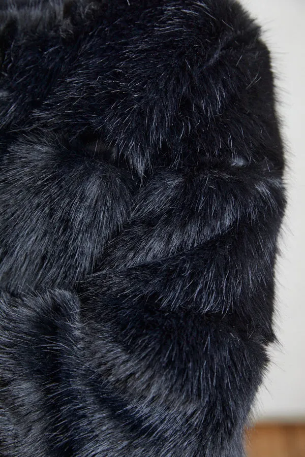 Coco Faux Fur Coat <br>-BLK-