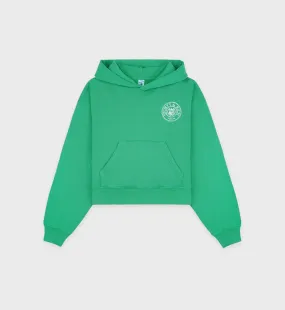 Connecticut Crest Cropped Hoodie - Verde/White