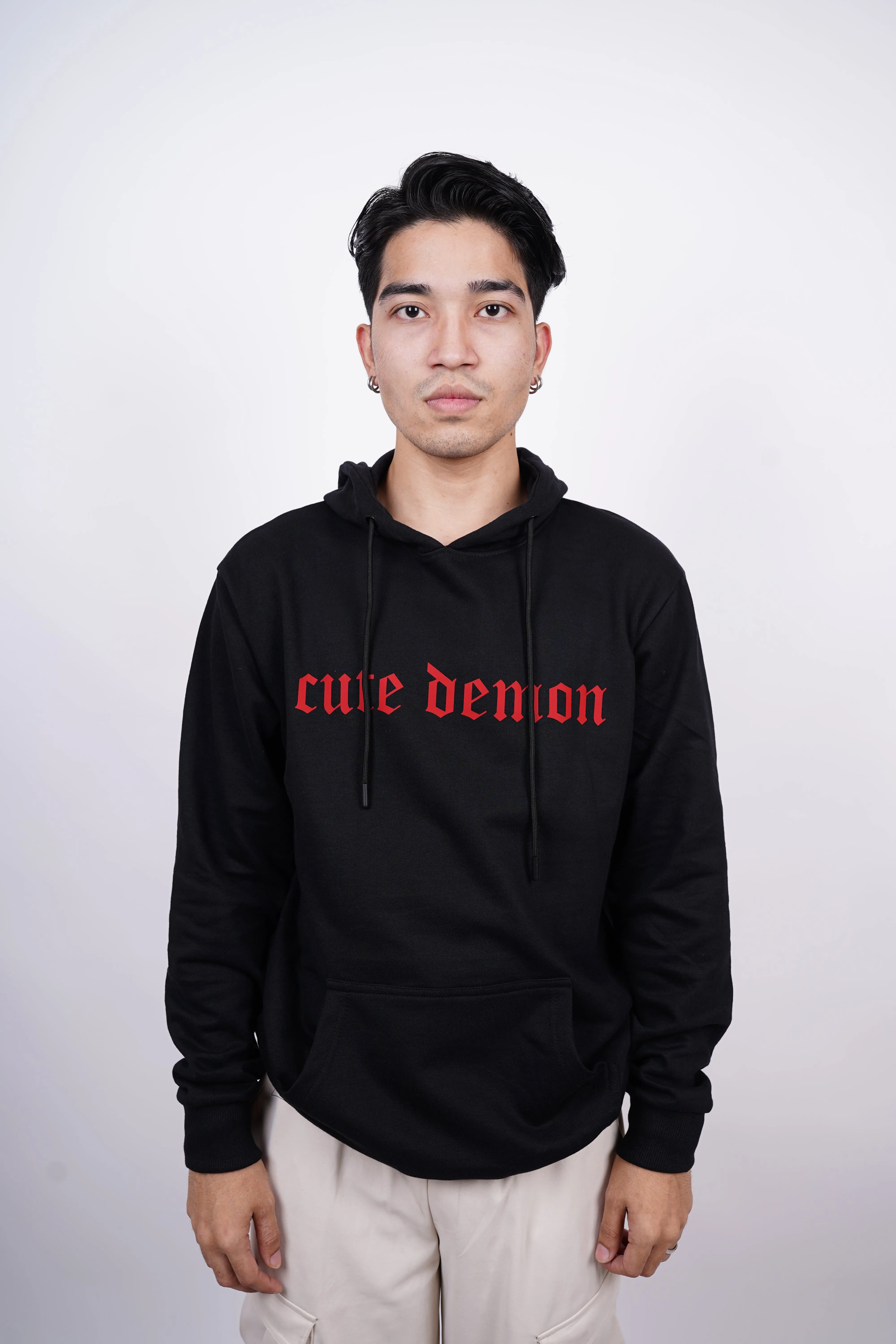 Cute Demon Relaxed fit Black Hoodie for Men By DemonWear