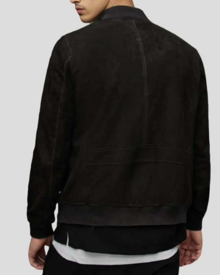 Eclipse Black Suede Bomber Leather Jacket