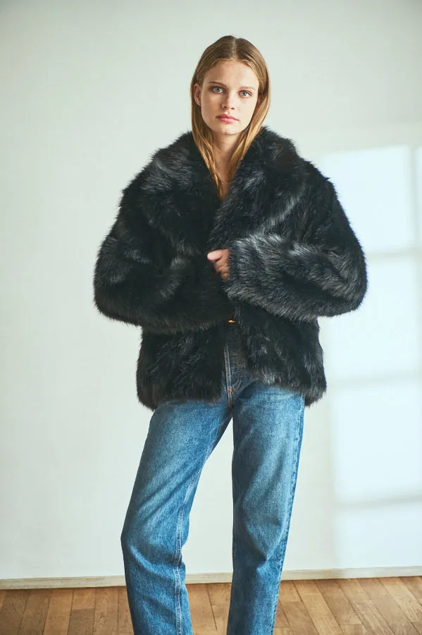 Elisa Faux Fur Coat <br>-BLK-