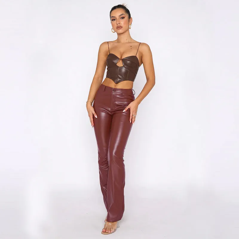 Fashion New Women's High Elastic PU Leather Pants