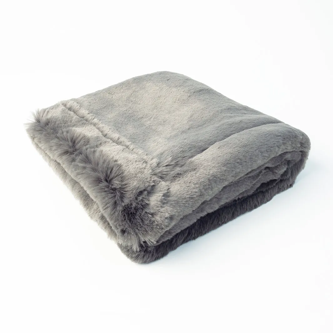 Faux-Fur Dog Blanket in Minky Grey