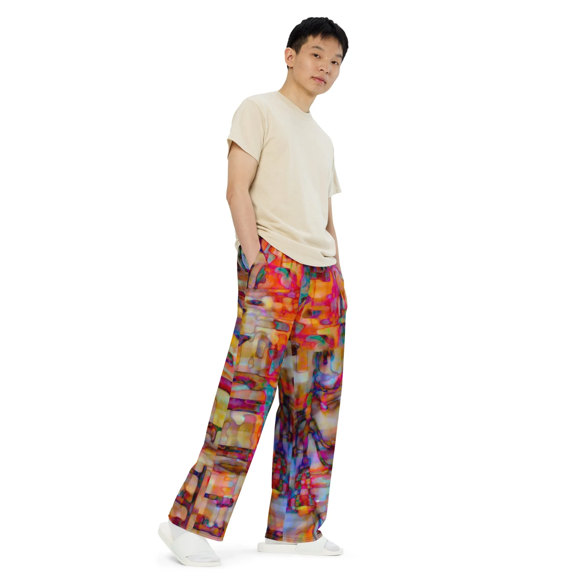 Free All-over print unisex wide-leg pants