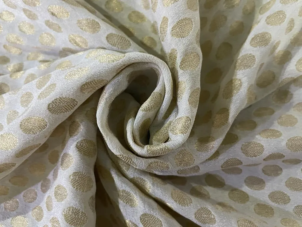 Georgette Fabric Ivory Color with Metallic Gold Small Motif