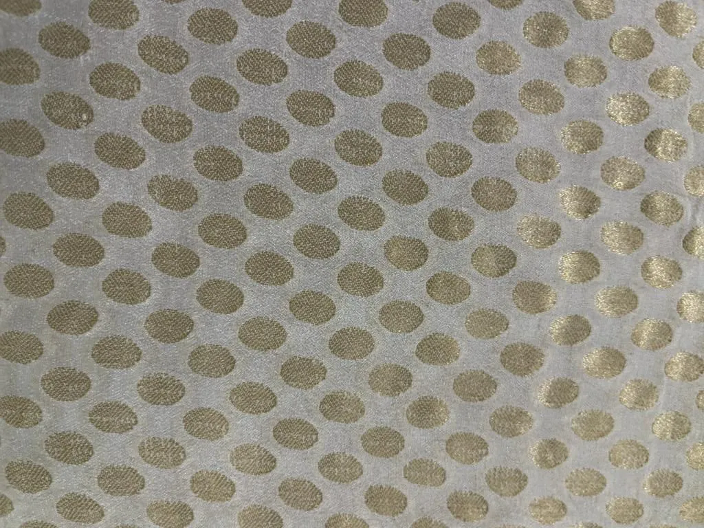 Georgette Fabric Ivory Color with Metallic Gold Small Motif