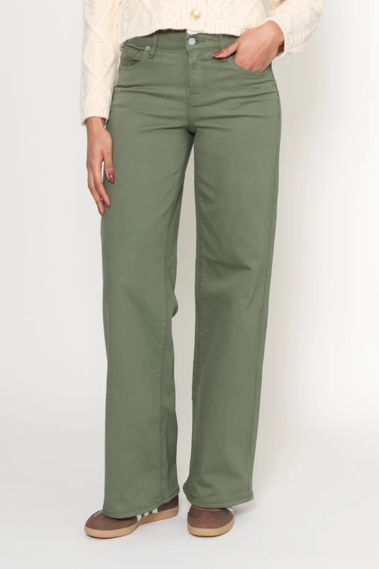 Green Nori Wide Leg Jean