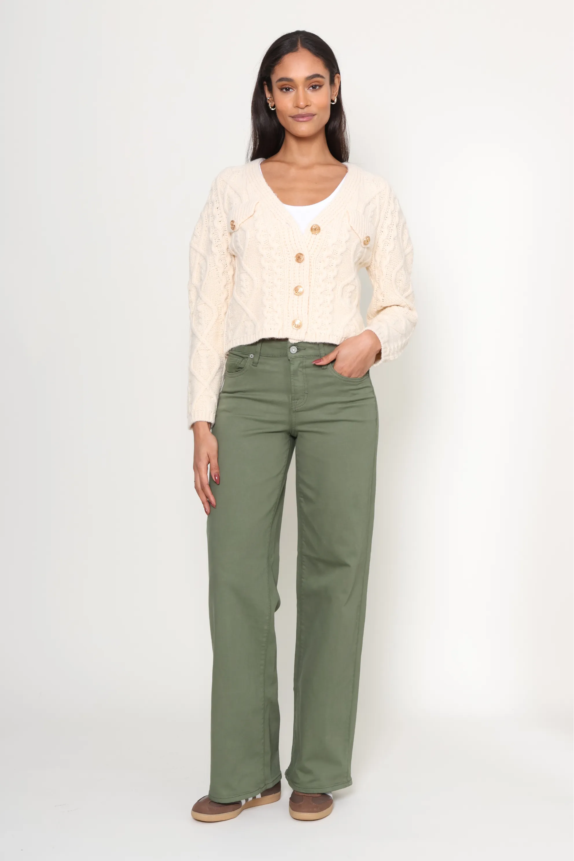 Green Nori Wide Leg Jean