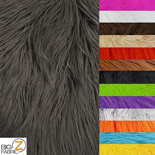 Grey Frost Solid Gorilla Animal Long Pile Faux Fur Fabric / Sold By The Yard