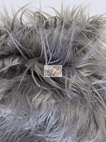 Grey Frost Solid Gorilla Animal Long Pile Faux Fur Fabric / Sold By The Yard