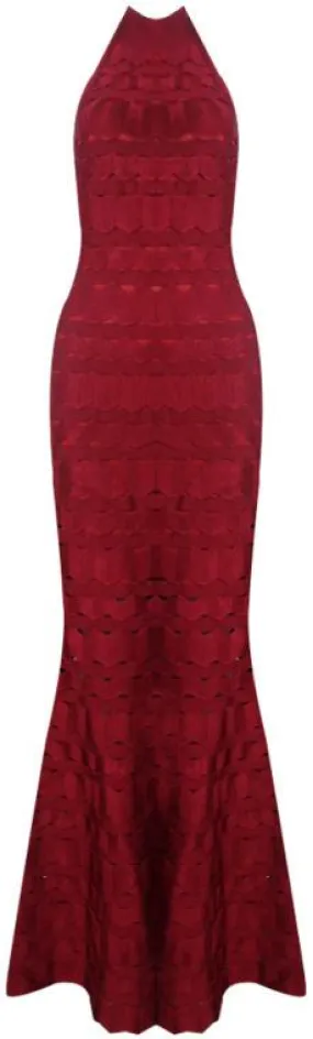 Halter Zig-Zag Design Maxi Bandage Dress