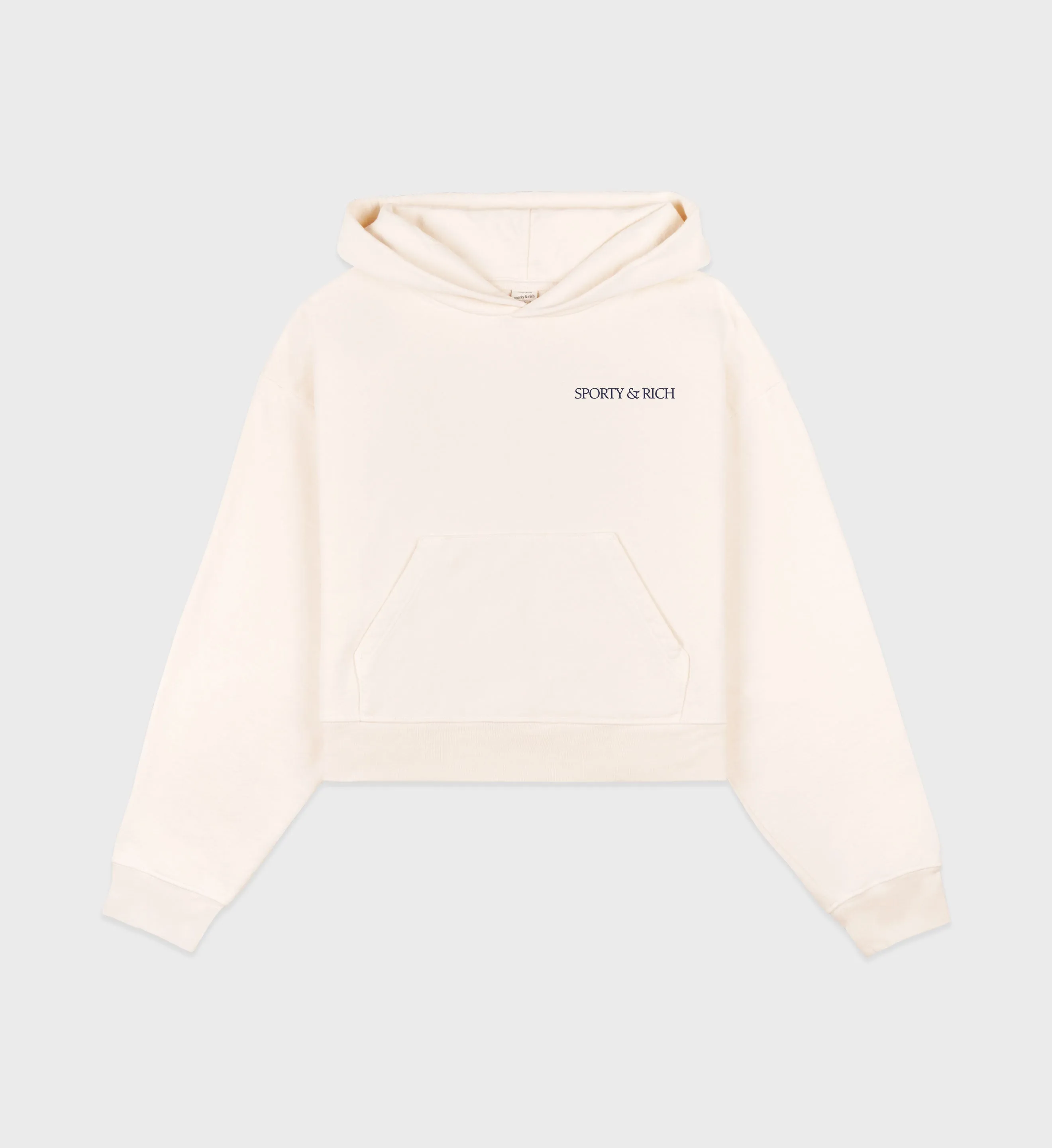 H&W Club Cropped Hoodie - Cream/Navy