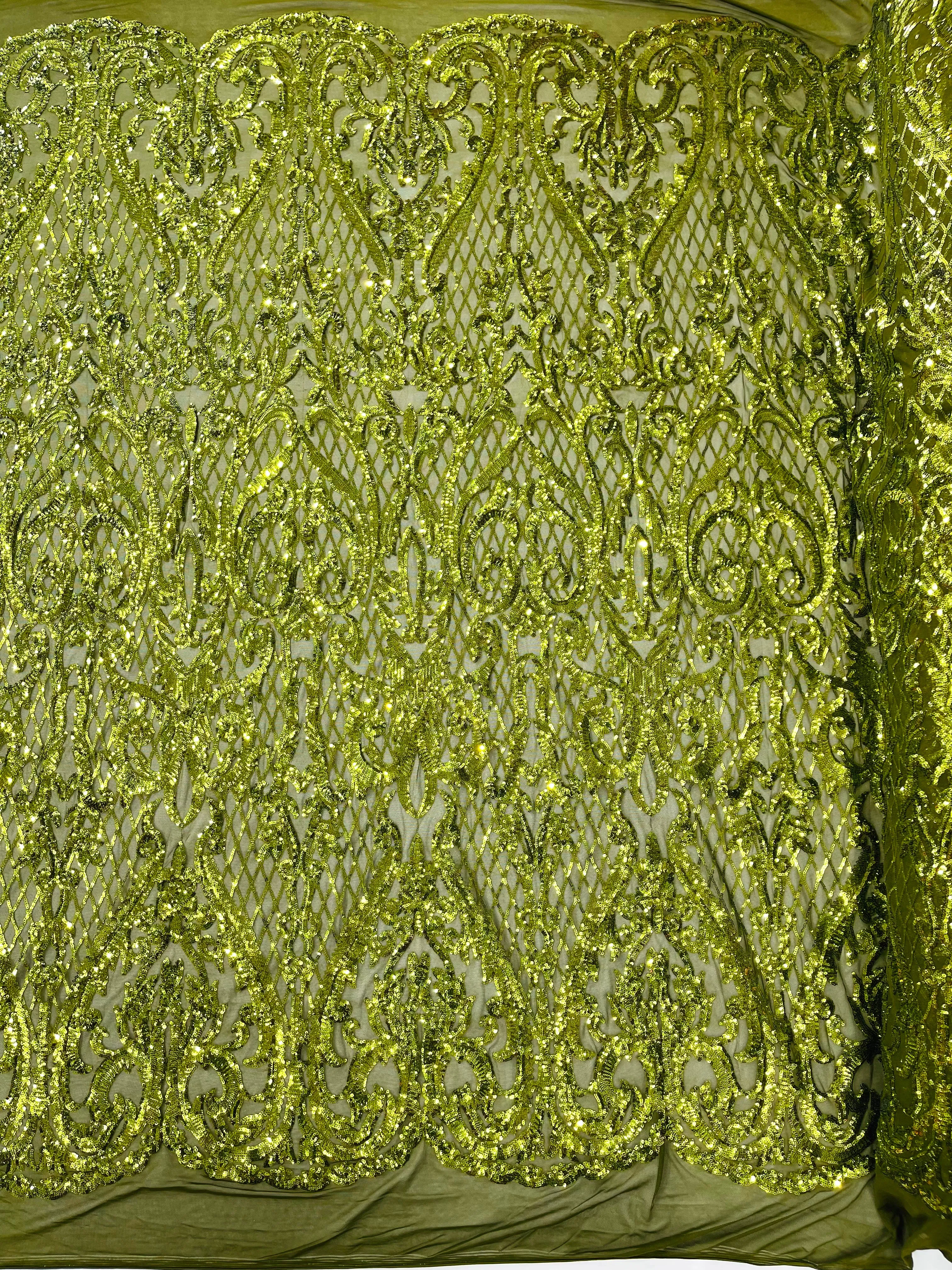 HEART DAMASK SEQUIN (By The Yard)