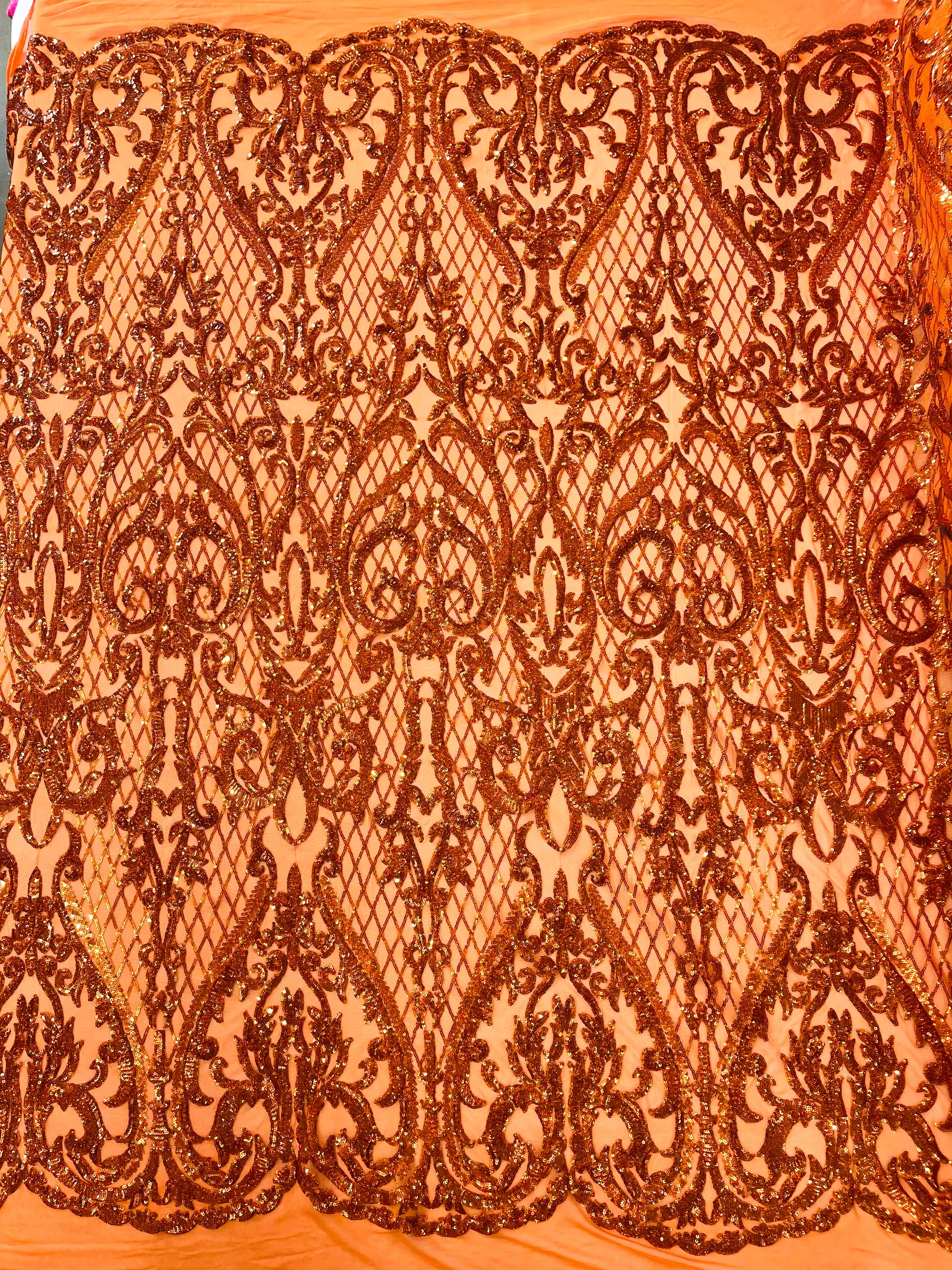 HEART DAMASK SEQUIN (By The Yard)