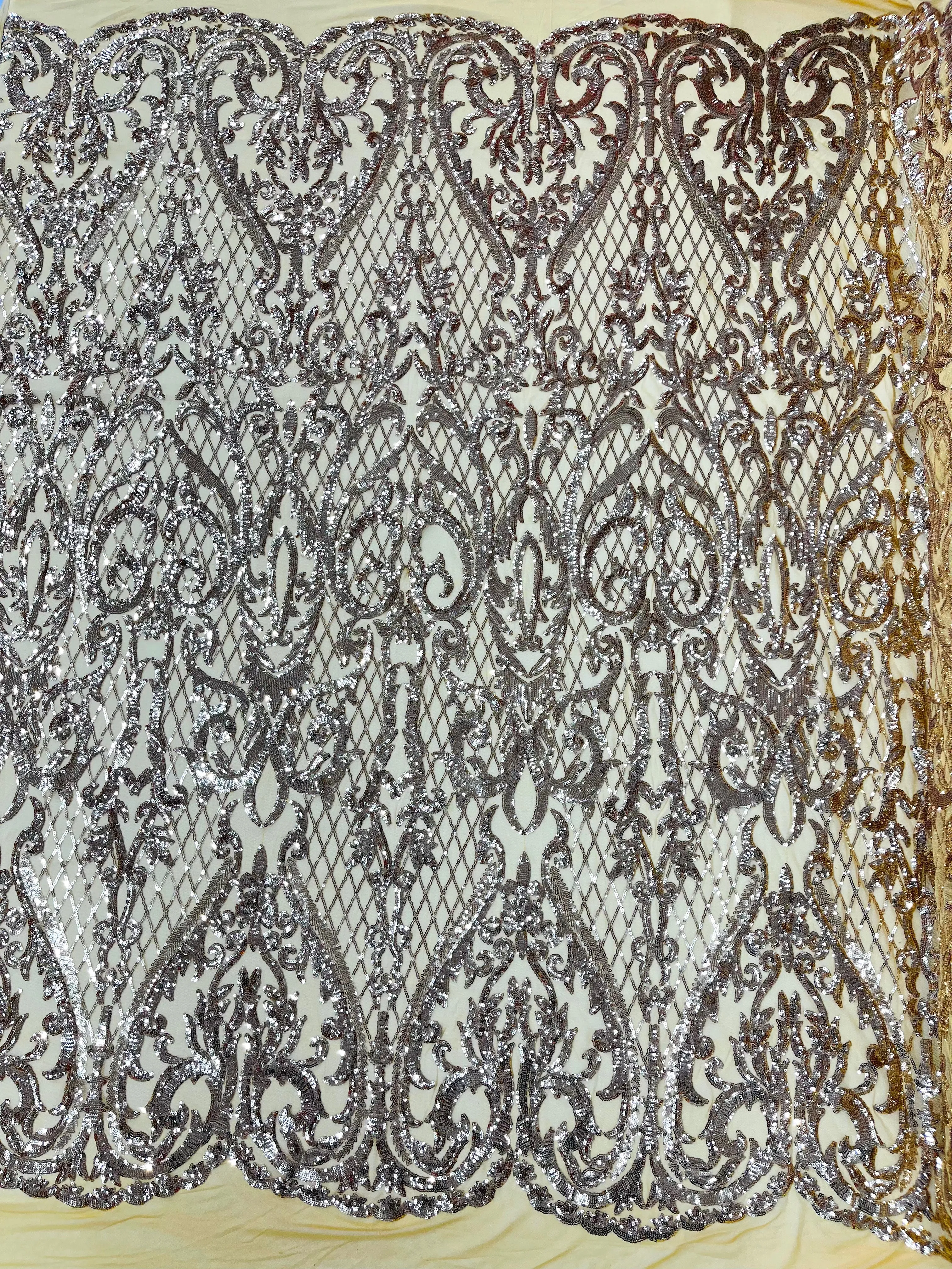 HEART DAMASK SEQUIN (By The Yard)