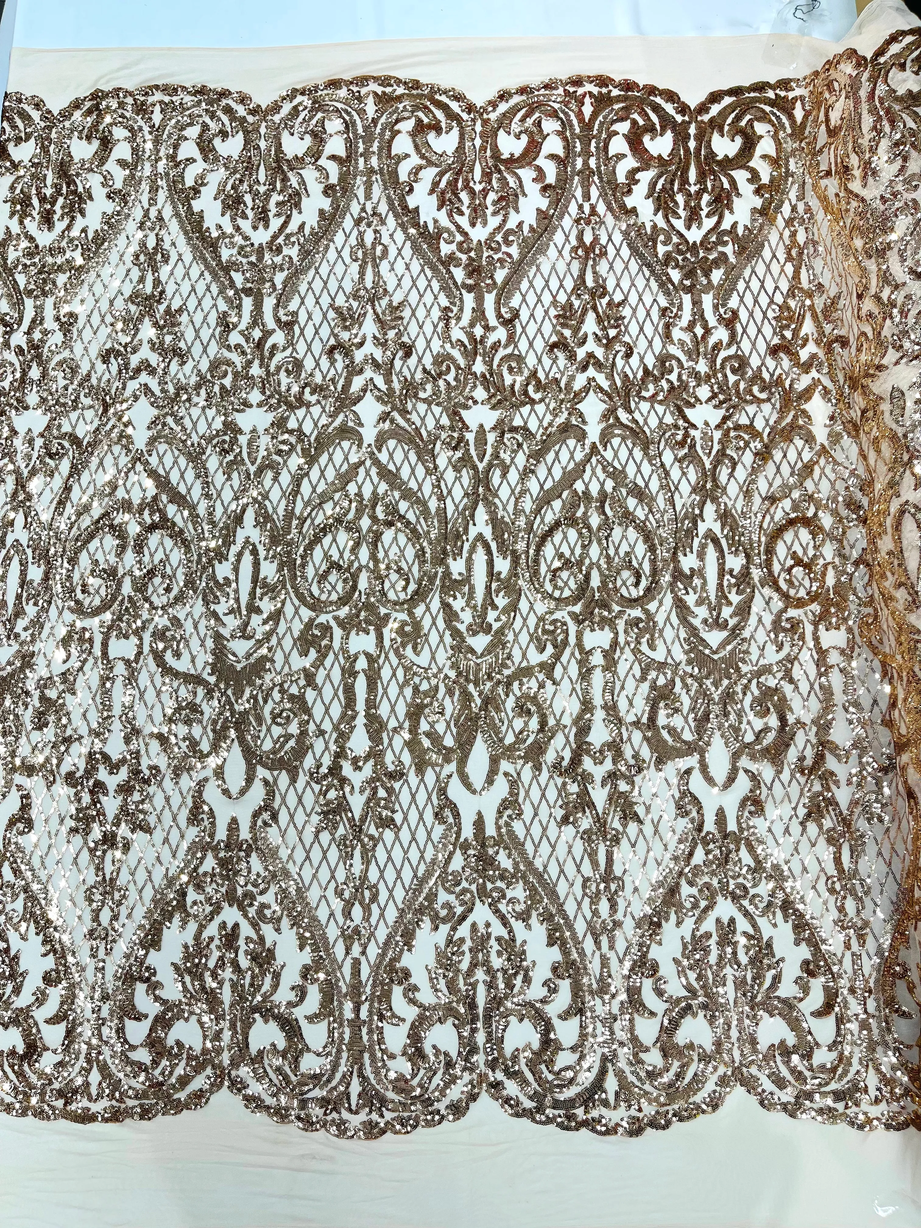 HEART DAMASK SEQUIN (By The Yard)