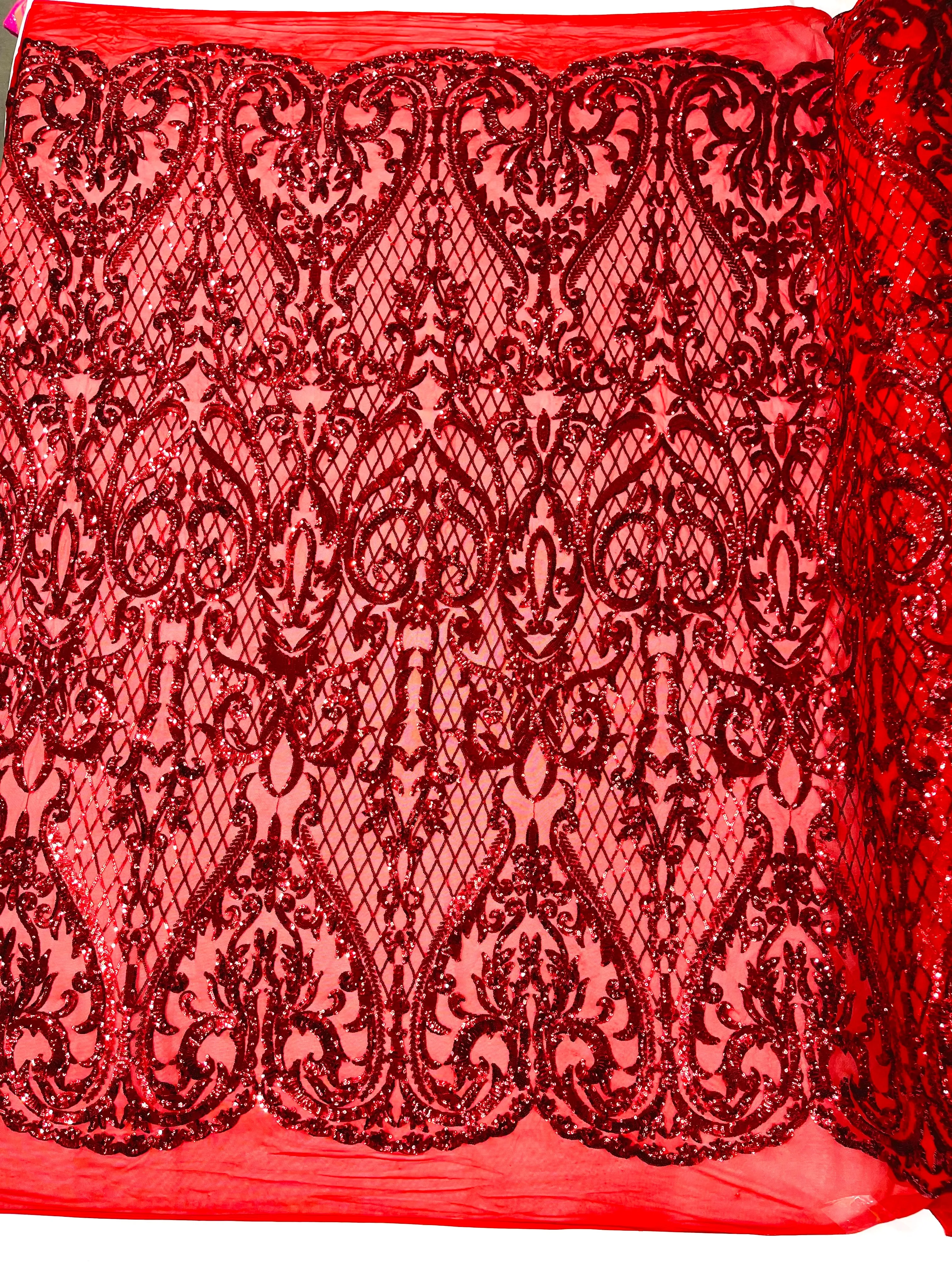 HEART DAMASK SEQUIN (By The Yard)