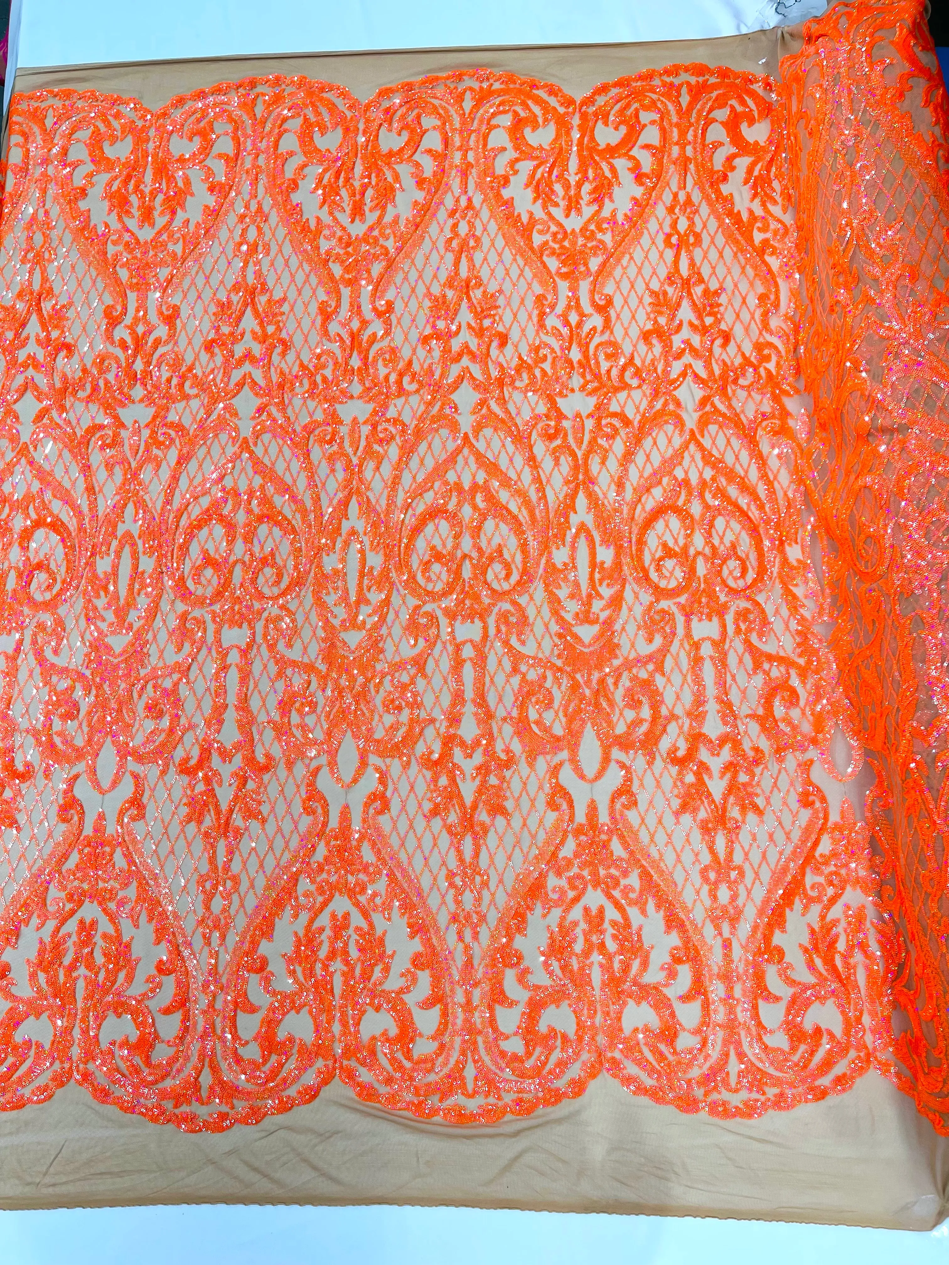 HEART DAMASK SEQUIN (By The Yard)