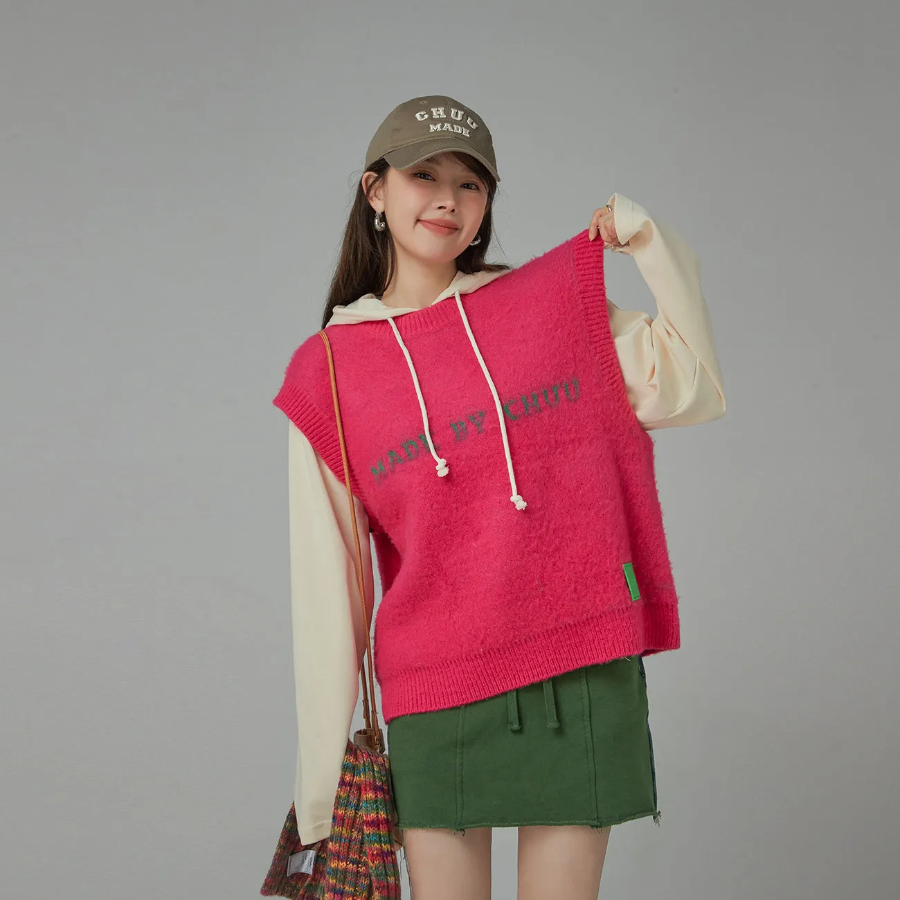 I Know Best Round Loose Fit Sleeveless Knit Vest