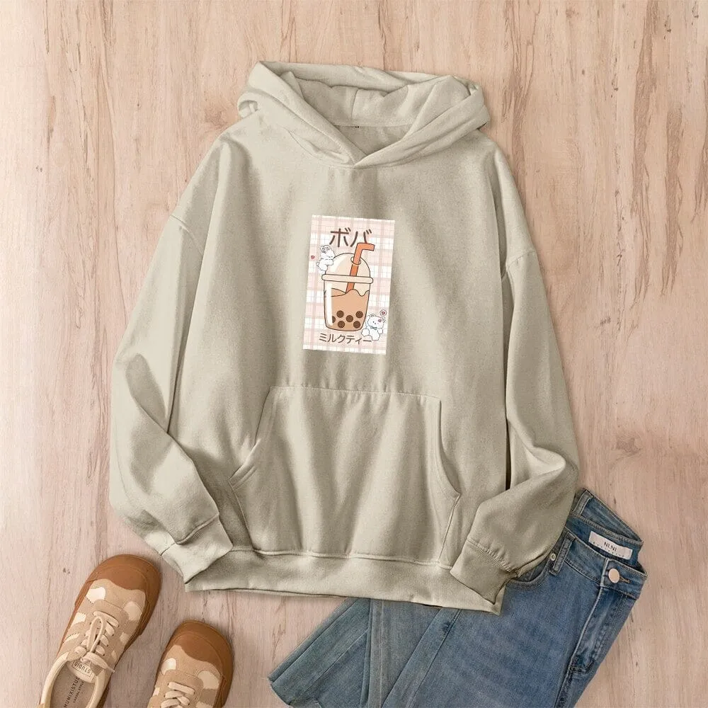 Kawaii Boba Milk Tea Oversized Soft Hoodies