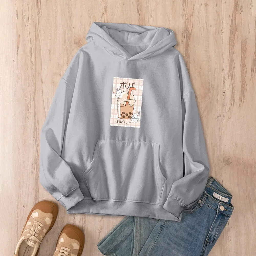 Kawaii Boba Milk Tea Oversized Soft Hoodies