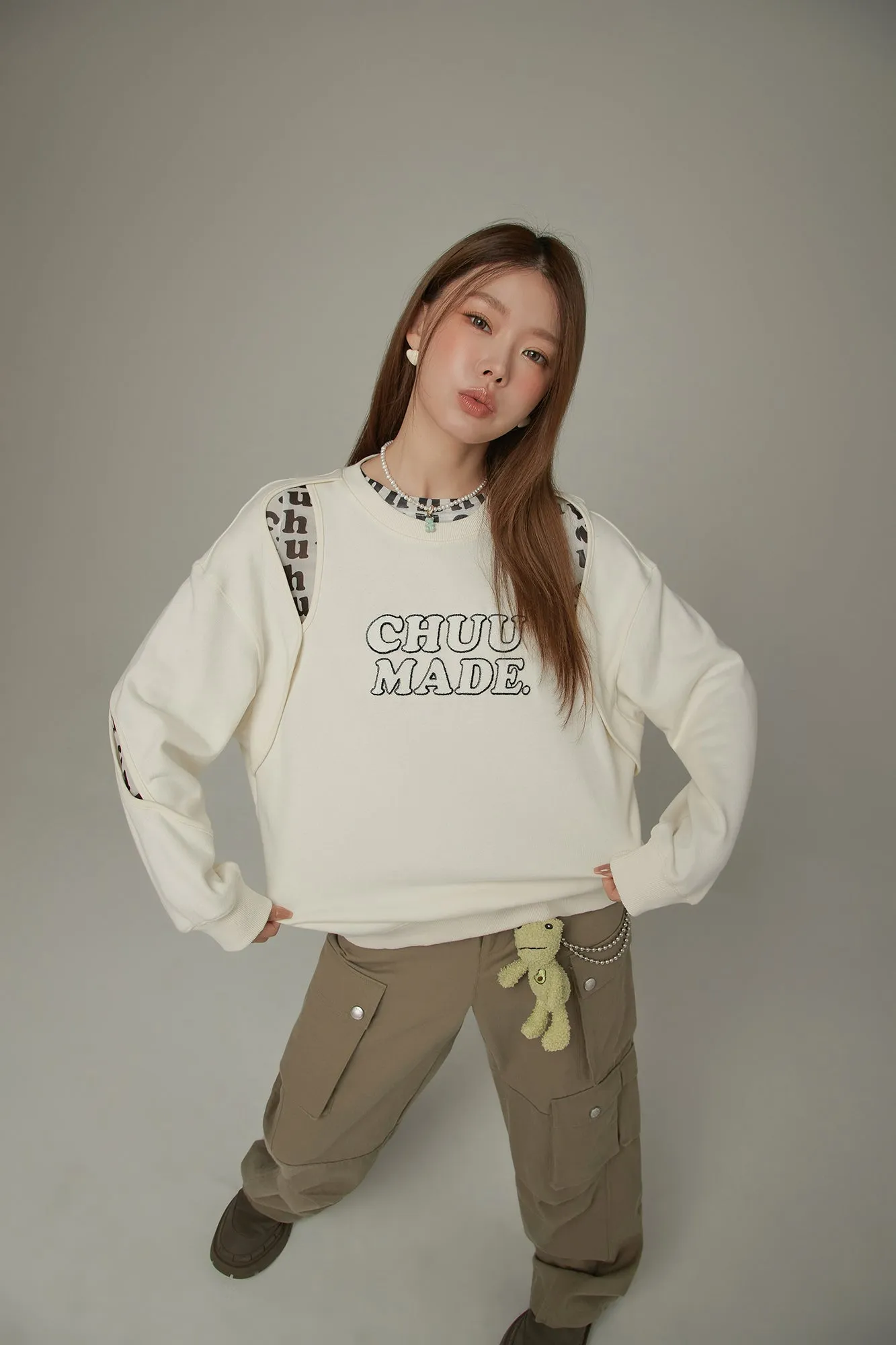 Logo Slit Oversized Sweatshirt