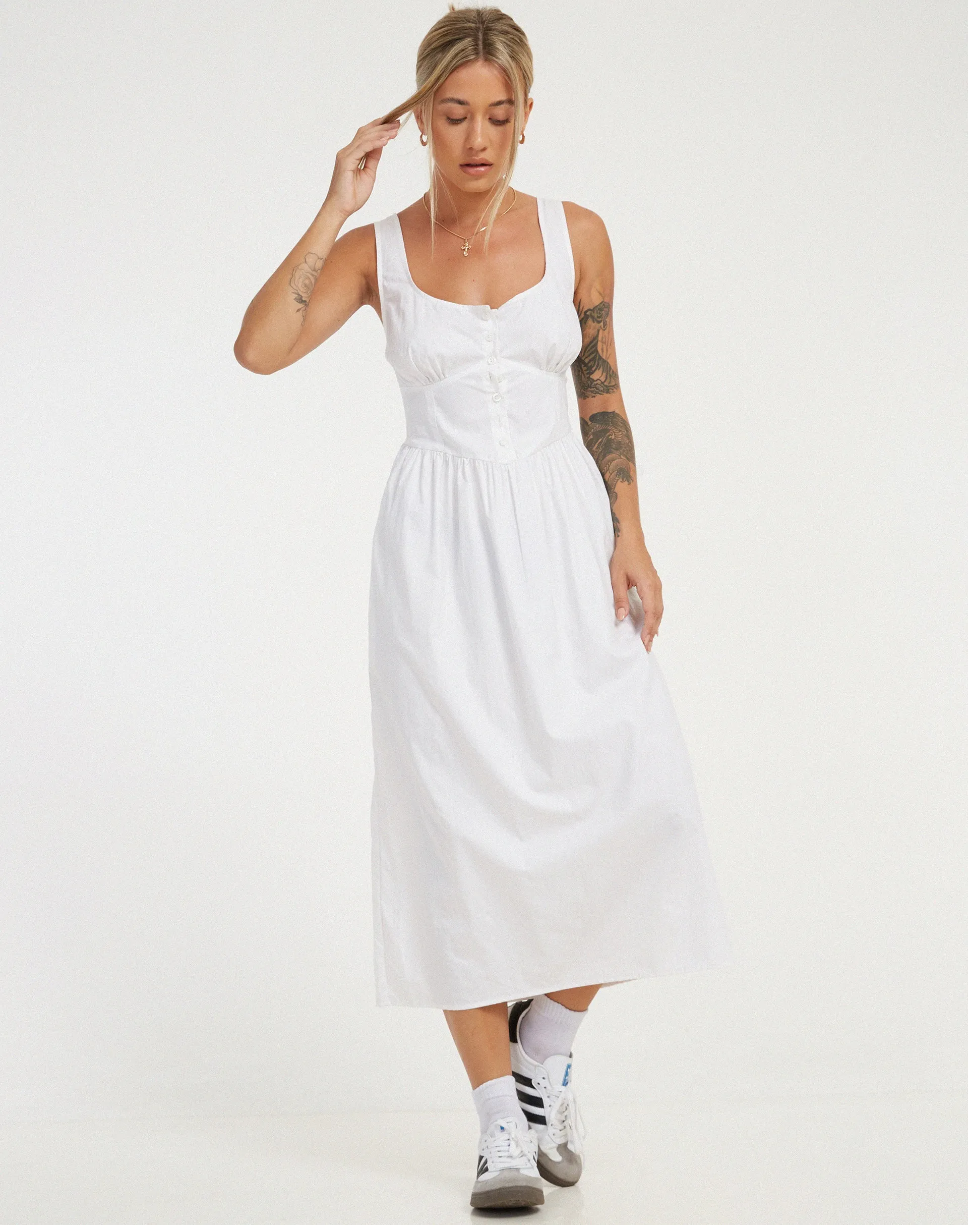 Melrose Midi Dress in White