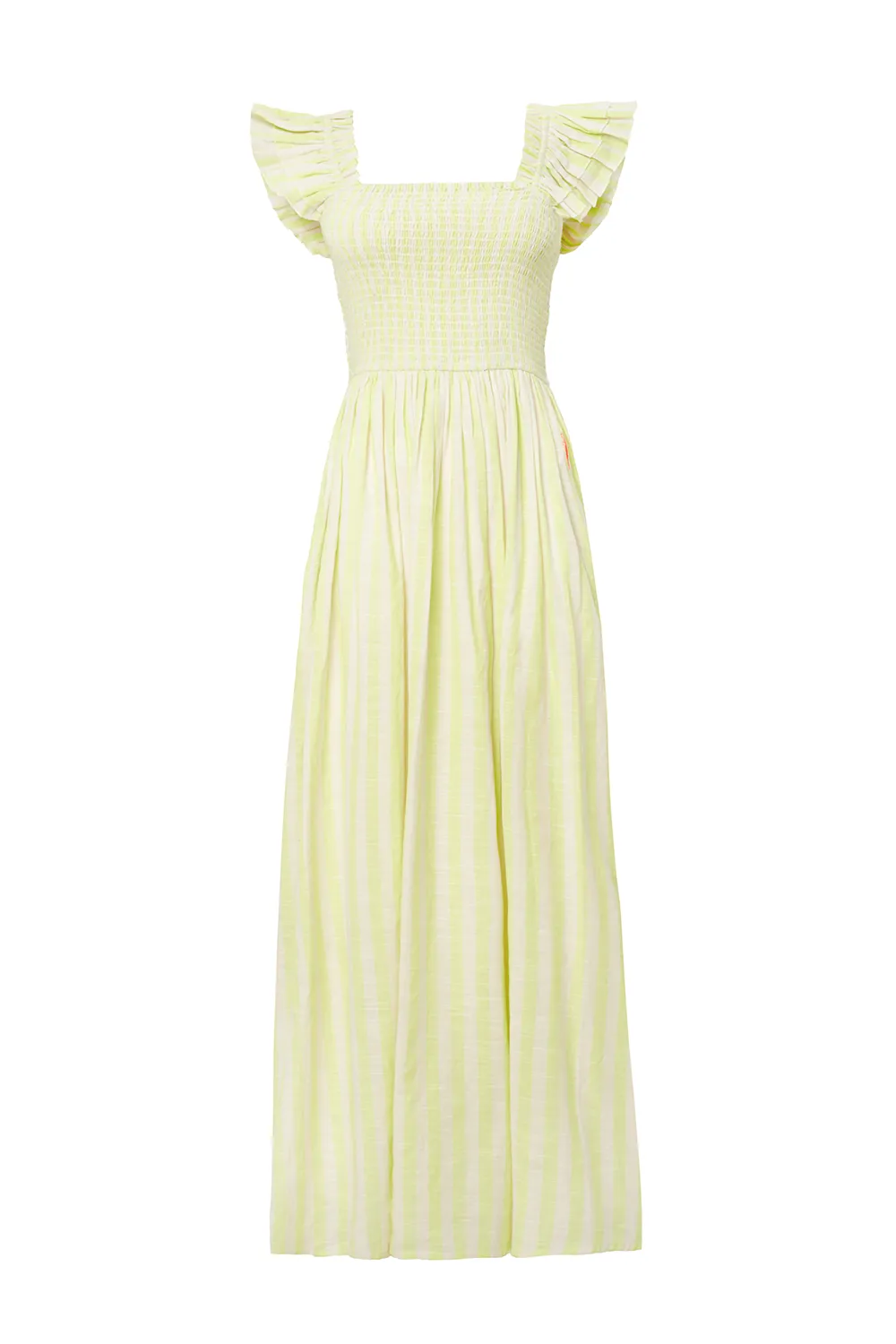 Neon Yellow with Ivory Stripe Maxi Sundress