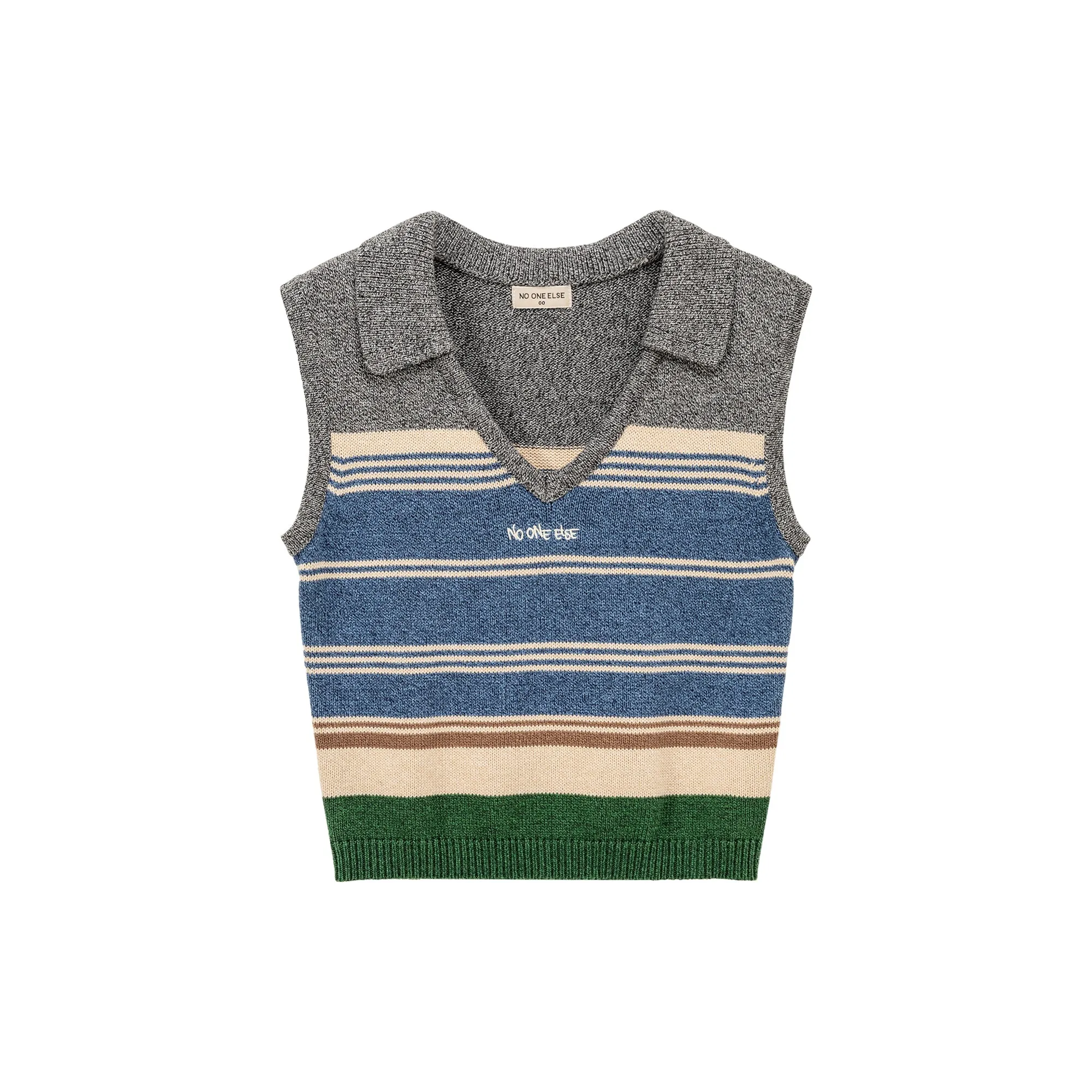 Open Color Striped Knit Vest