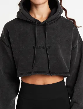 Oversized Crop Hoodie - Acid Wash