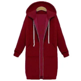 Oversized S-5XL Long Hoodies Coat with Pockets